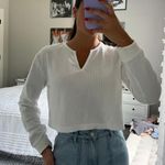 Dynamite White Waffle Long Sleeve Crop Top Photo 0