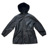 Vintage Middlebrook Park Genuine Leather Hooded‎ Jacket Drawstring Black Large Photo 0
