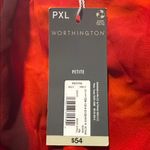Worthington  Long Sleeve Red Sheer Mandarin Collar Top Blouse Petite PXL NWT Photo 2