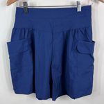 High Waist Nylon Front Pocket Mom Shorts Blue Size XL Photo 0