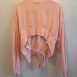 Mustard Seed  Blush Pink Velvet Cropped Sweater Tie Back Size Medium Photo 5