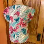 Vtg 80s bright tropical leaves n floral blouse Size 12 Photo 12