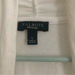 Talbots White Open Front Cardigan Size Large Pima Cotton Long Sleeve Photo 3