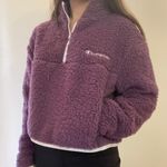 Champion Fuzzy Sherpa Purple Half Zip Cropped Pullover Sz M NWT Photo 0