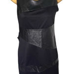 Alyn Paige  Bodycon Mini Dress Faux Leather Panel Sleeveless Black 3/4 Photo 0