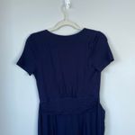 BODEN Ellen Navy Blue Jersey Knit Faux Wrap Jumpsuit Size 6 Wide Leg Photo 7