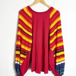 Free People We The  Rainbow Dreams Top Size Small Oversized Striped Knit Boho Photo 12