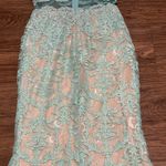 La Femme Gigi by Sleeveless Mock 2 Piece All Over Lace Dress Sheer Midriff Aqua Mint Blue 00 Photo 12