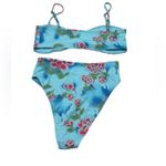 frankie's bikinis  Blue daiquiri Floral bikini JENNA/CLEO size Medium/Small Photo 3