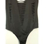 Women's Bodysuit Cutout Black Long Back Sleeveless Black Cotton Blend Medium Photo 3