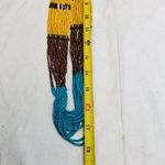 Vtg Necklace Turquoise Blue Gold T Seed Beads Southwestern Statement Tiered 34" Yellow Photo 4