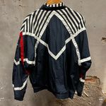 FILA Vintage 90s Navy Blue Striped Print Full Zip Lined Windbreaker Track Jacket Photo 3