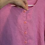 Flax  Linen Pink Button Down Crop Cardigan Blouse Photo 2