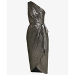 Ted Baker 💕💕 Gabria One Shoulder Drape Midi Dress ~ Metallic Gold US 12 NWT Photo 12