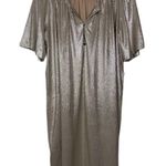 Anthropologie Sabina Musayev  Mercury Silver Metallic Shirt Dress Size M Photo 2