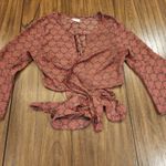 Emory park  Tie Front wrap crop bell sleeve blouse medium Photo 3