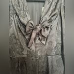 EXPRESS Floral Jacquard Puff Sleeve Tie Front Jumpsuit Photo 6