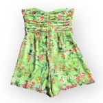 Jay Godfrey Lydia Romper Women's 8 Green Floral Short Strapless Sweetheart Photo 3
