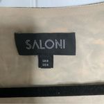 Saloni puff sleeves lea silk ink tiger mini wrap‎ dress size 4 mob wife Yellow Photo 6