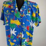 Diane Von Furstenberg  Vintage 80s Midi Skirt Top Shirt Size 10 12 Bulls Tropical Photo 1