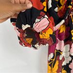 Maeve Anthropologie Floral Print Deep V-Neck Ruched Midi Dress Size 0 Photo 8