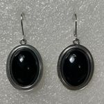Joan Rivers Joan River Black Bezeled Oval Cabochon Lever Back Dangle Earrings Photo 0