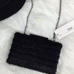LA Diva Faux fur mini‎ bag black rectangle crossbody Photo 0
