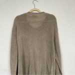 J Jill Beige Linen Open Knit Kangaroo Pocket Sweater Long Sleeve L Lagenlook Tan Size L Photo 9