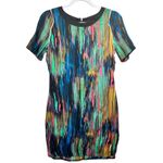 Nümph Henriette Multicolor Short Sleeve Abstract Dress Sz S Artistic Print Chic Black Photo 1