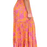 Abel the label  Bondi Dress Maxi Strapless Smocked Tiered Orange Pink M Photo 0