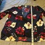 A New Day  Blue Navy Pink Floral Long Sleeve V Neck Mock Wrap Long Sleeve Small Photo 9