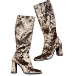 Jeffrey Campbell ‎ BROWN CRUSHED VELVET KNEE HIGH HEELED BOOTS 8 1/2 Photo 0