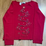 Max & Lily large red long sleeve blouse Christmas tree sequins beads holiday Photo 7