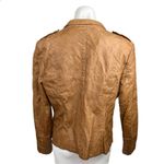 Guess Cognac Brown Faux Leather Asymmetric Full Zip Quilted Moto Jacket Size S/L Photo 2