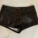 Edikted  brown leather mini shorts  Photo 0