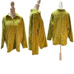 Sag Harbor Lime Green with Black Embroidered Floral Print Fax Suede Shacket 16W Photo 1