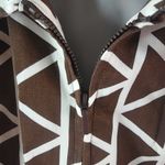 Dana Kay 20W Triangle Pattern Waist Zip Front Blazer Plus in Brown White Photo 3