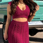 For Love & Lemons NWT  - LAYTON RED SWEATER CABLE KNIT MINI SKIRT Photo 0