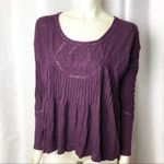 Free People  Cutout Back Babydoll Top size S Boho Purple Flowy Peasant Photo 2