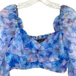 Nasty Gal Floral Sweatheart Crop Top Sheer Balloon Sleeve New Photo 4
