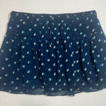 American Eagle Navy Blue Mini Skirt Heart Print Ruffled Drawstring Size Small Photo 0