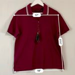 Ultra Club Women’s Whisper Pique Button Short Sleeve Maroon & White NWT Purple Size M Photo 4