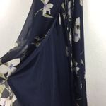 Lulus All Mine Navy Blue Floral Print Ruffle Chiffon Wrap Maxi Dress XS Photo 9