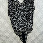 Free People Bare It All Tank Bodysuit Black Animal Print Cowl Neck Size L NWT Photo 4