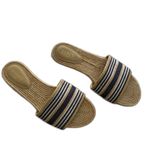 J.Crew  Slide Sandals Women's Sz 10 Blue Beige Espadrille Striped Minimalist Photo 1