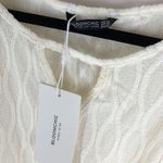 Bloomchic  Plain Geometric Ruffles Short Sleeve Keyhole Neck Blouse Ivory 22-24 Photo 4