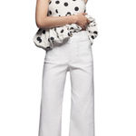 Anthropologie NWT Maeve Colette White Magic Fabric Wide Leg Cropped Pants 26 Photo 0