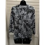 Cathy Daniels Black/Gray Tiger Sweater Round Buttons 3/4 Sleeve Size L Ribbed Photo 3