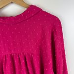 Ivy Jane  Pink‎ Swiss Dot Blouse Medium Button Front Peasant Tunic Boho Slouchy Photo 1