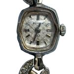 Bulova 14k White Gold & Diamonds 23 Wind Up Working Vintage Cocktail Watch Photo 7